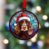 Cocker Spaniel Chocolate in Santa Hat Suncatcher Decoration